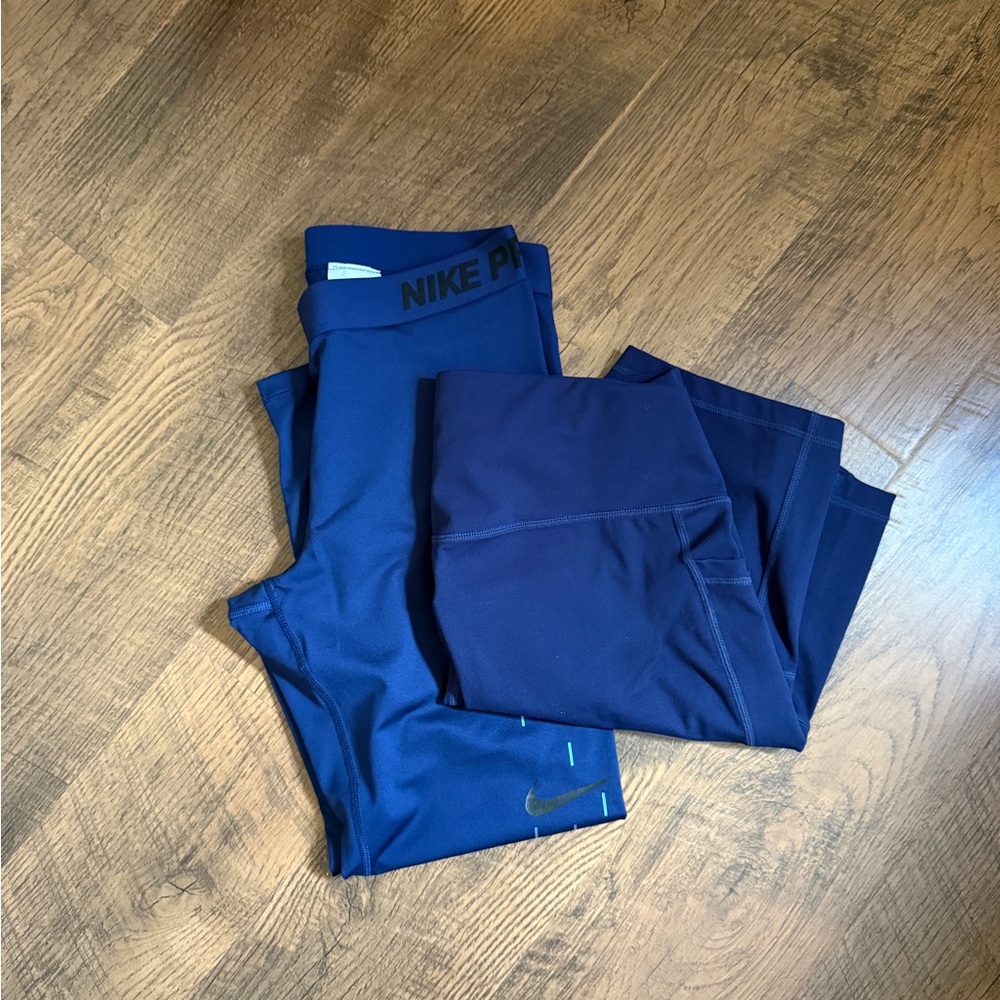 Nike Dri-FIT Blue Athletic Leggings and shorts